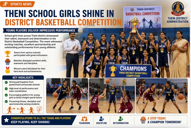 Theni School Girls Shine in District Basketball Competition